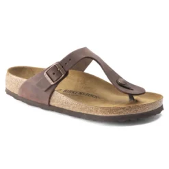 Tongs Birkenstock Women Gizeh Oiled Leather Habana Narrow -Boutique ECCO 743833