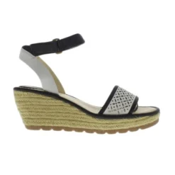 Fly London Leather Sandalettes Black/Offwhite